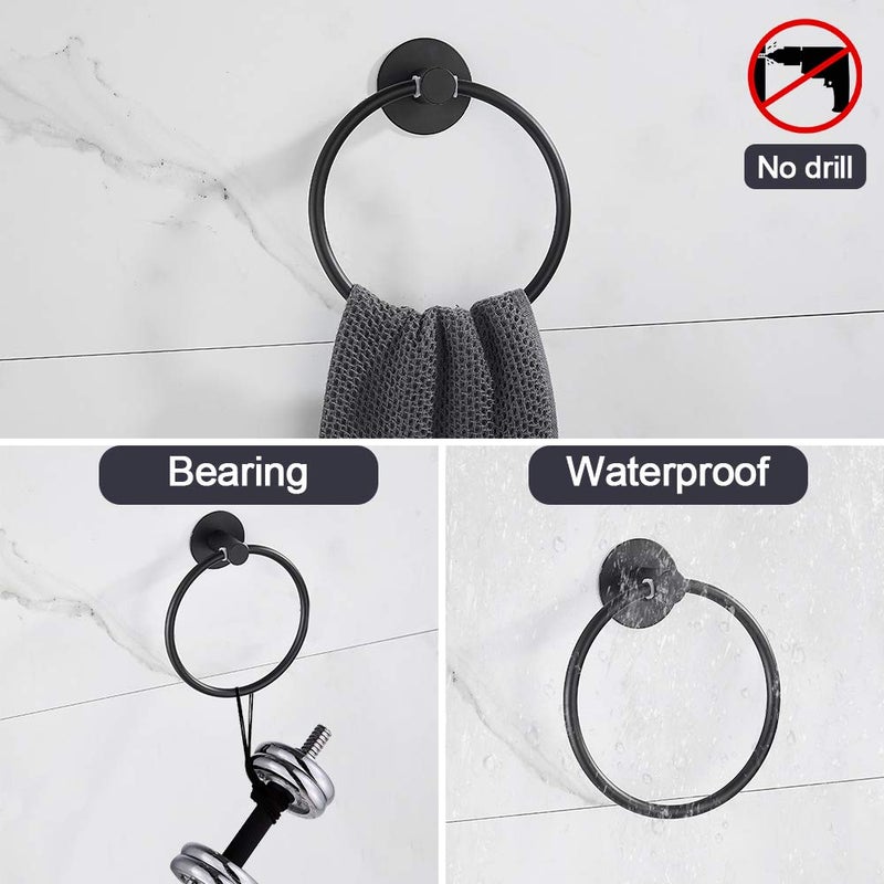 GERUIKE Adhesive Towel Ring Self Adhesive Hand Towel Ring Stainless Steel Rustproof Bathroom Towel Holder Wall Mount - Image 3